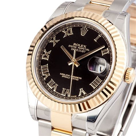 rolex datejust 41mm black dial roman numerals|Rolex Datejust 41mm two tone.